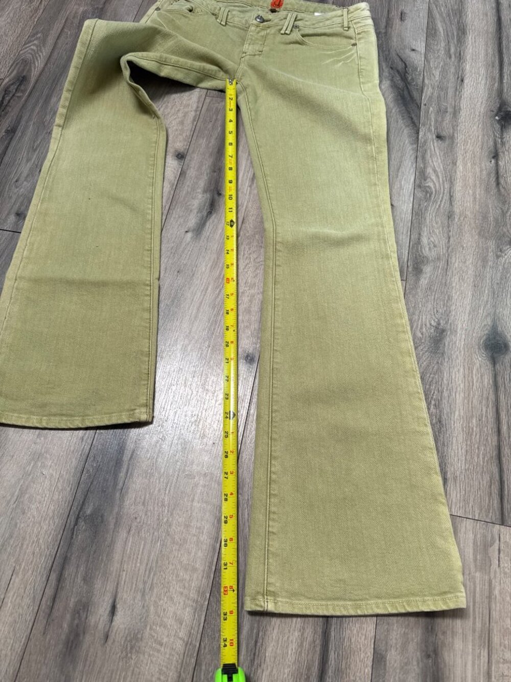 U Jeans Size 29 Olive Green Low Rise Flare Jeans With Bell Bottom Cotton Blend V - Picture 7 of 12